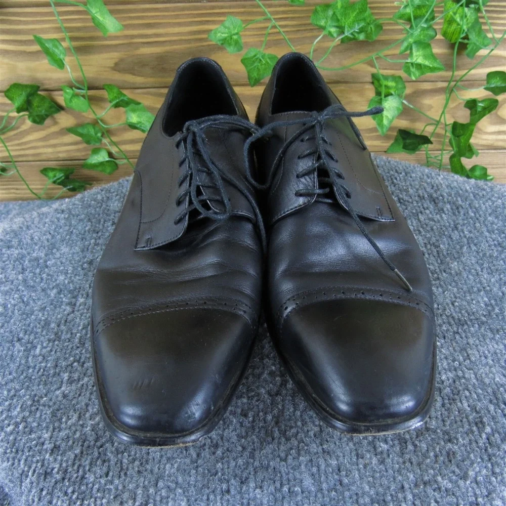HUGO BOSS Men's Toe‎ Cap Derby Oxfords Black Leather Size 11.5 Medium  Used 2025
